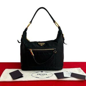 Prada Triangle Logo Hardware Nylon Leather Semi-one
